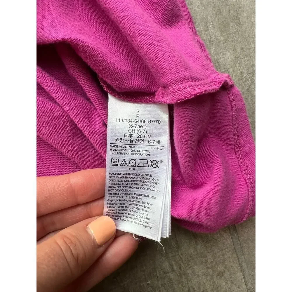 GAP Kid Girls Pink Flip Sequins Lightning Organic Cotton Casual School Top S 6-7